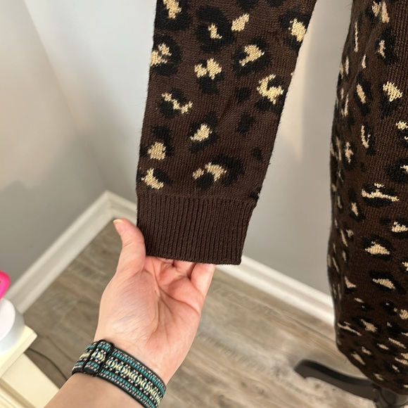 Tommy Hilfiger Cheetah Leopard Turtleneck Brown Long Sleeve Winter Sweater Dress - Picture 3 of 7